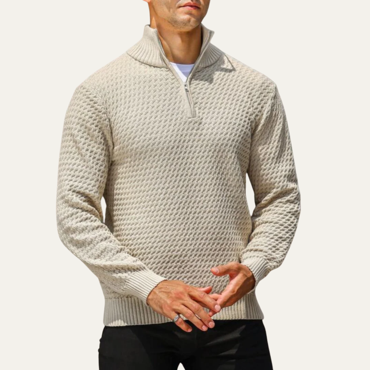 The Riviera Men’s Luxury Quarter Zip Knit Jumper