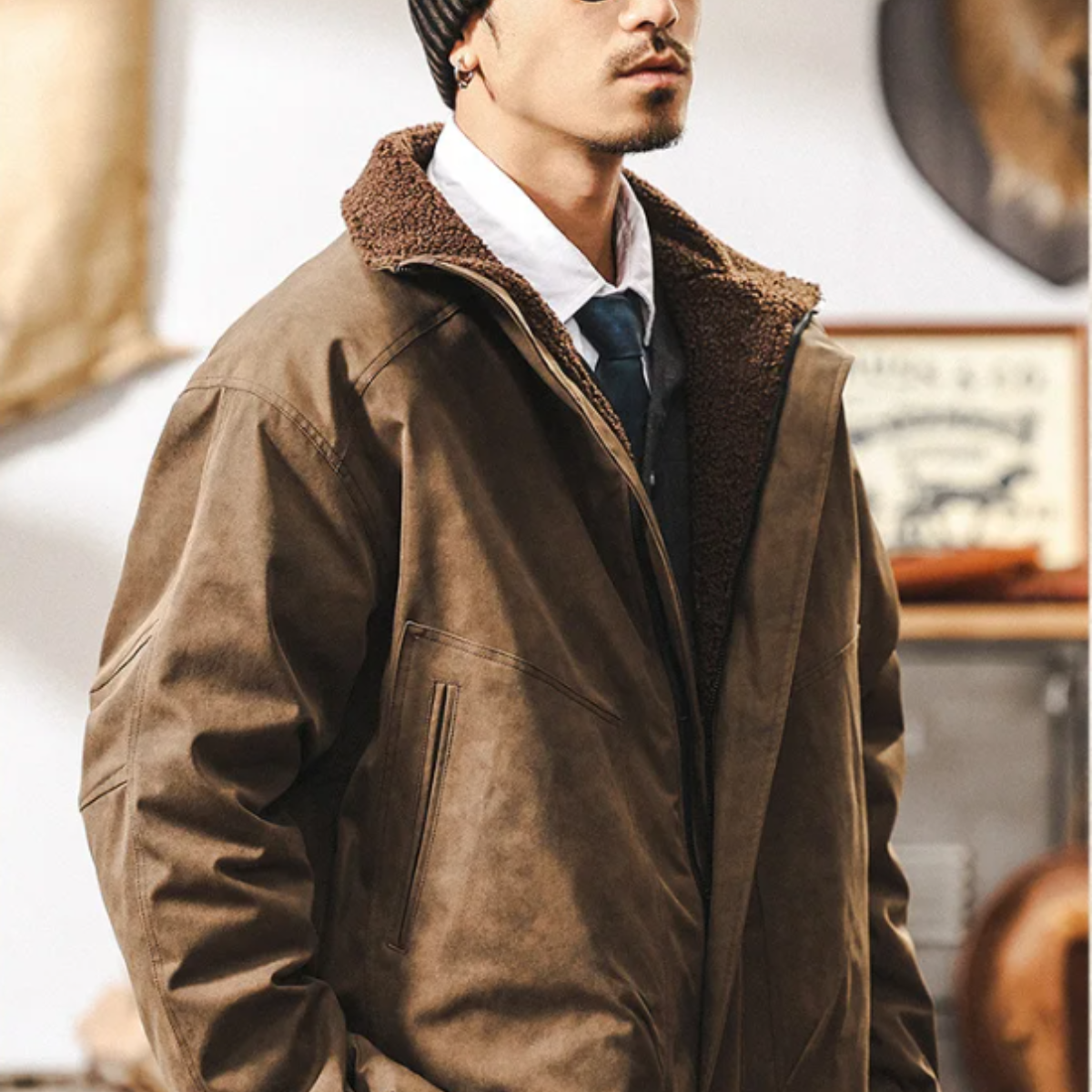 The Hampton Men’s Suede Fleece Lined Bomber Jacket