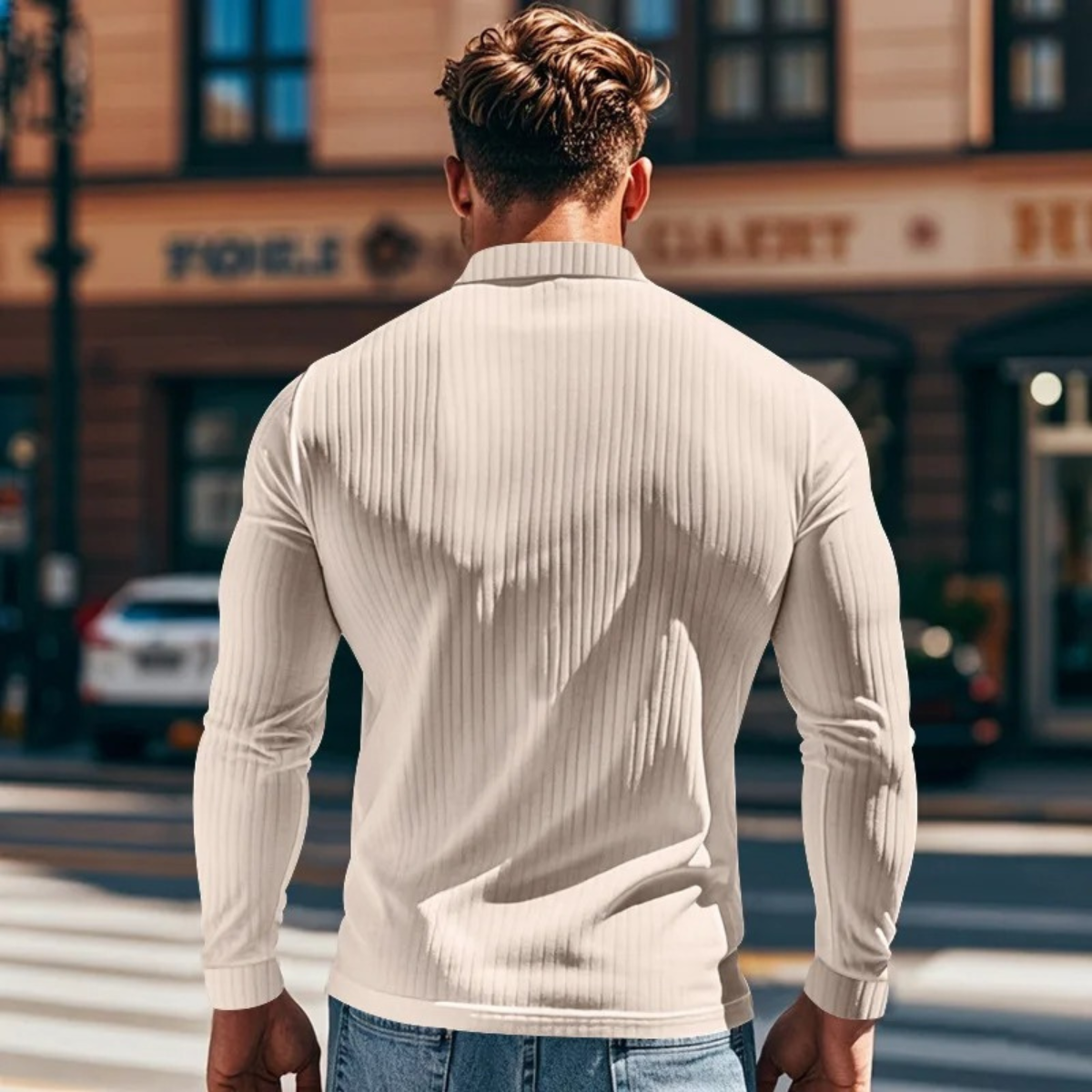 The Sorrento Men’s Ribbed Casual Button Neck Polo Shirt