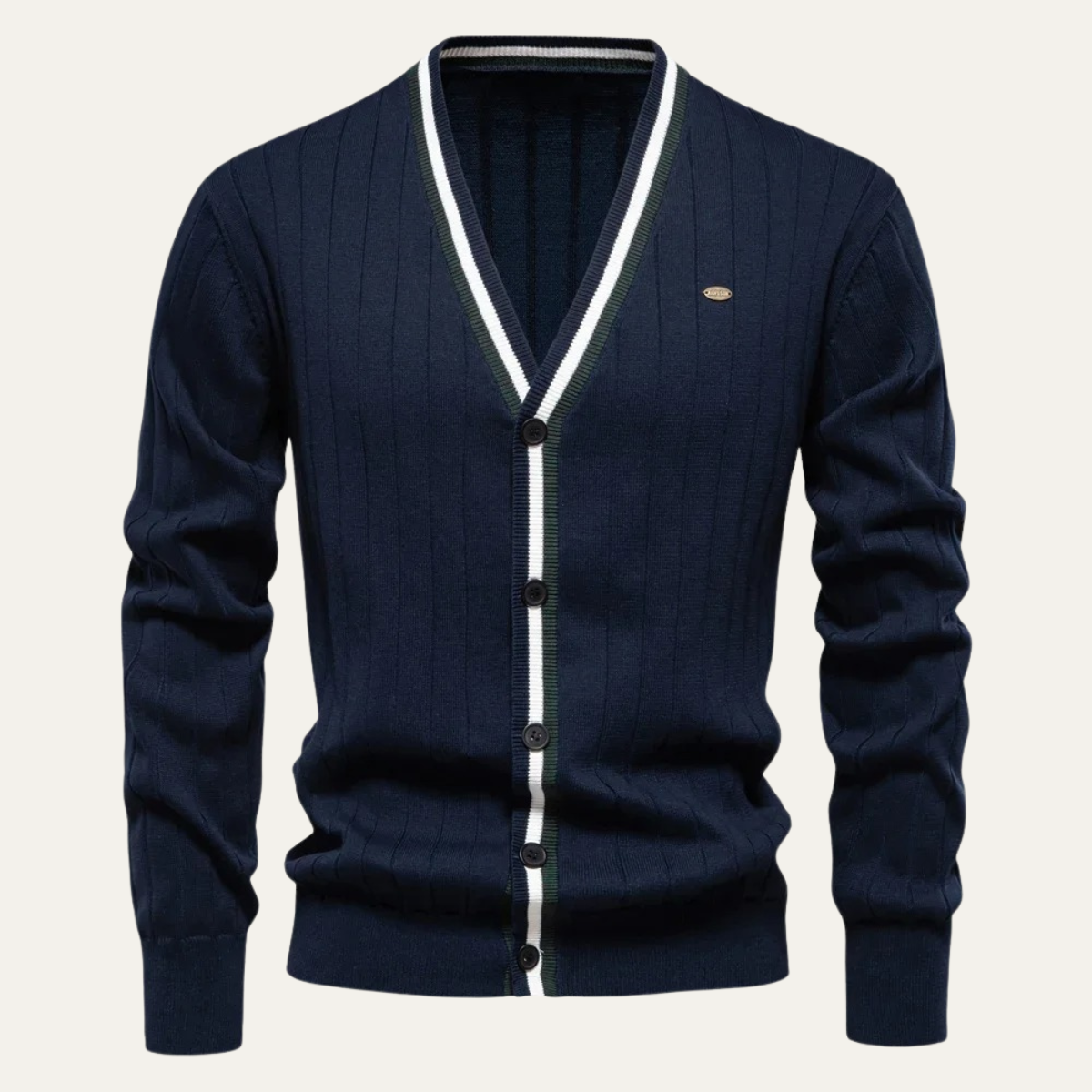 The Montecatini Men’s Slim Fit V Neck Cotton Knit Cardigan