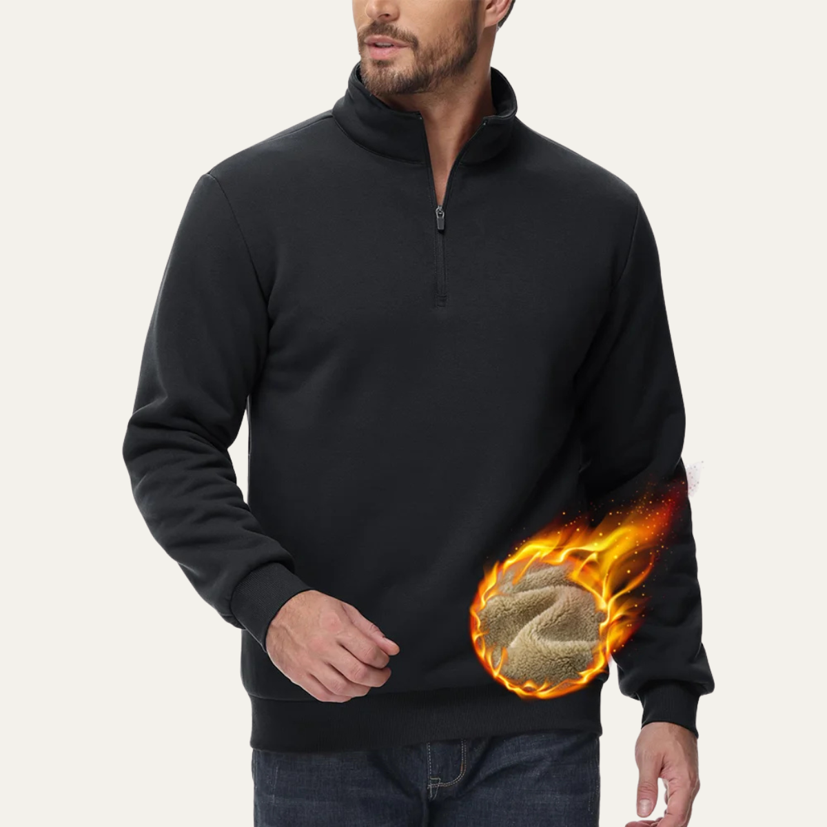 The Porta Romana Men’s Casual Thermal Warm Half Zip Turtleneck Jumper