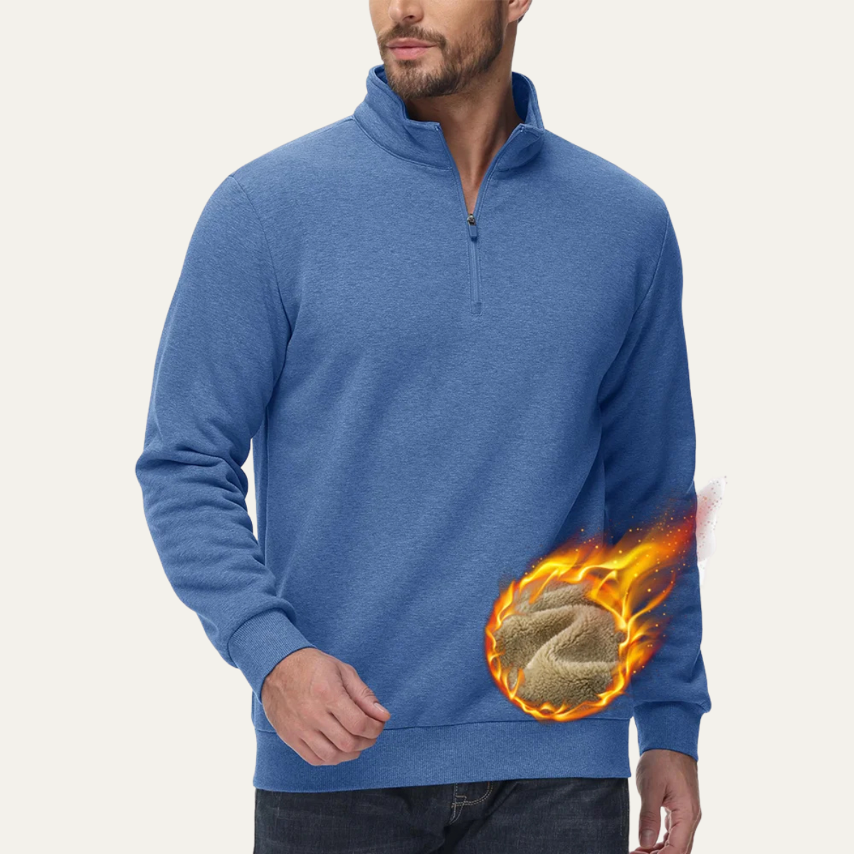 The Porta Romana Men’s Casual Thermal Warm Half Zip Turtleneck Jumper