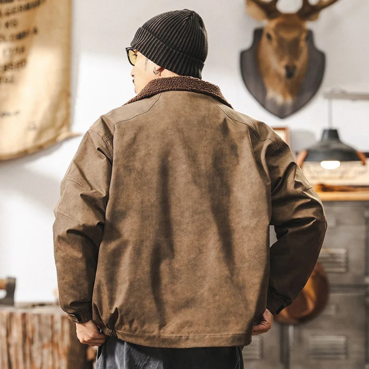 The Hampton Men’s Suede Fleece Lined Bomber Jacket