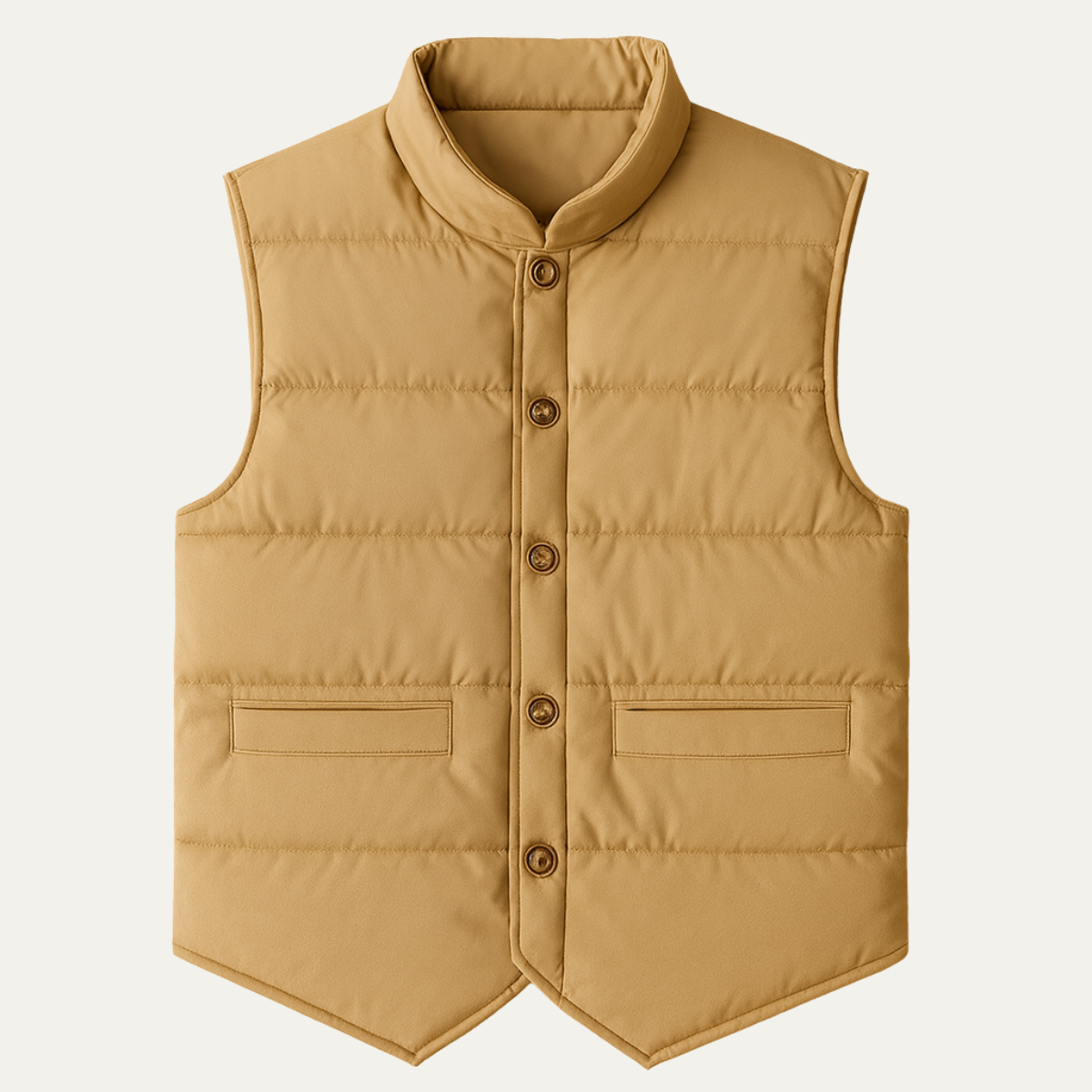 The Beaumont Men’s Beige Quilted Gilet – Slim Fit Padded Luxury Vest