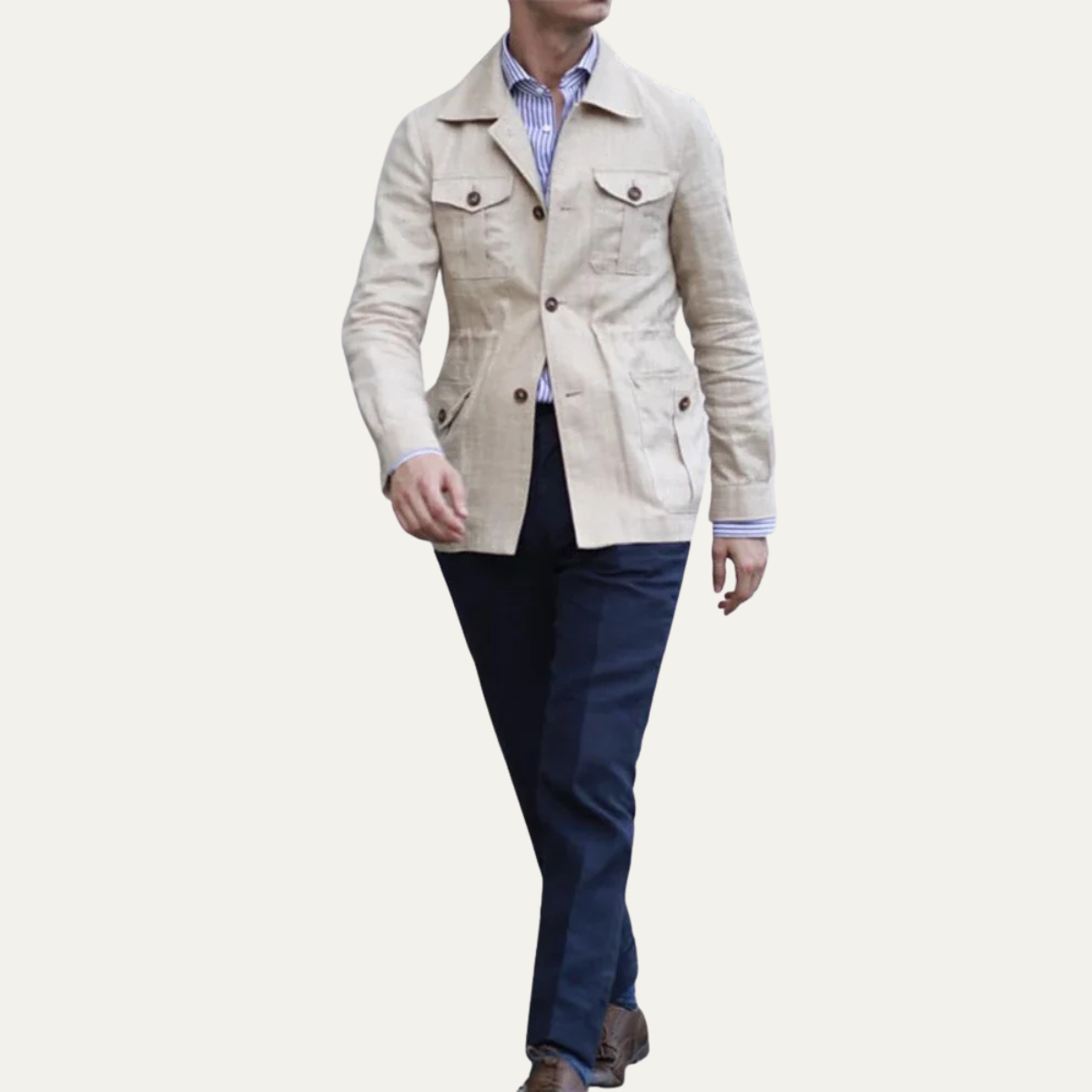 The Tuscania Men’s Casual Double Breasted Lightweight Cotton Jacket