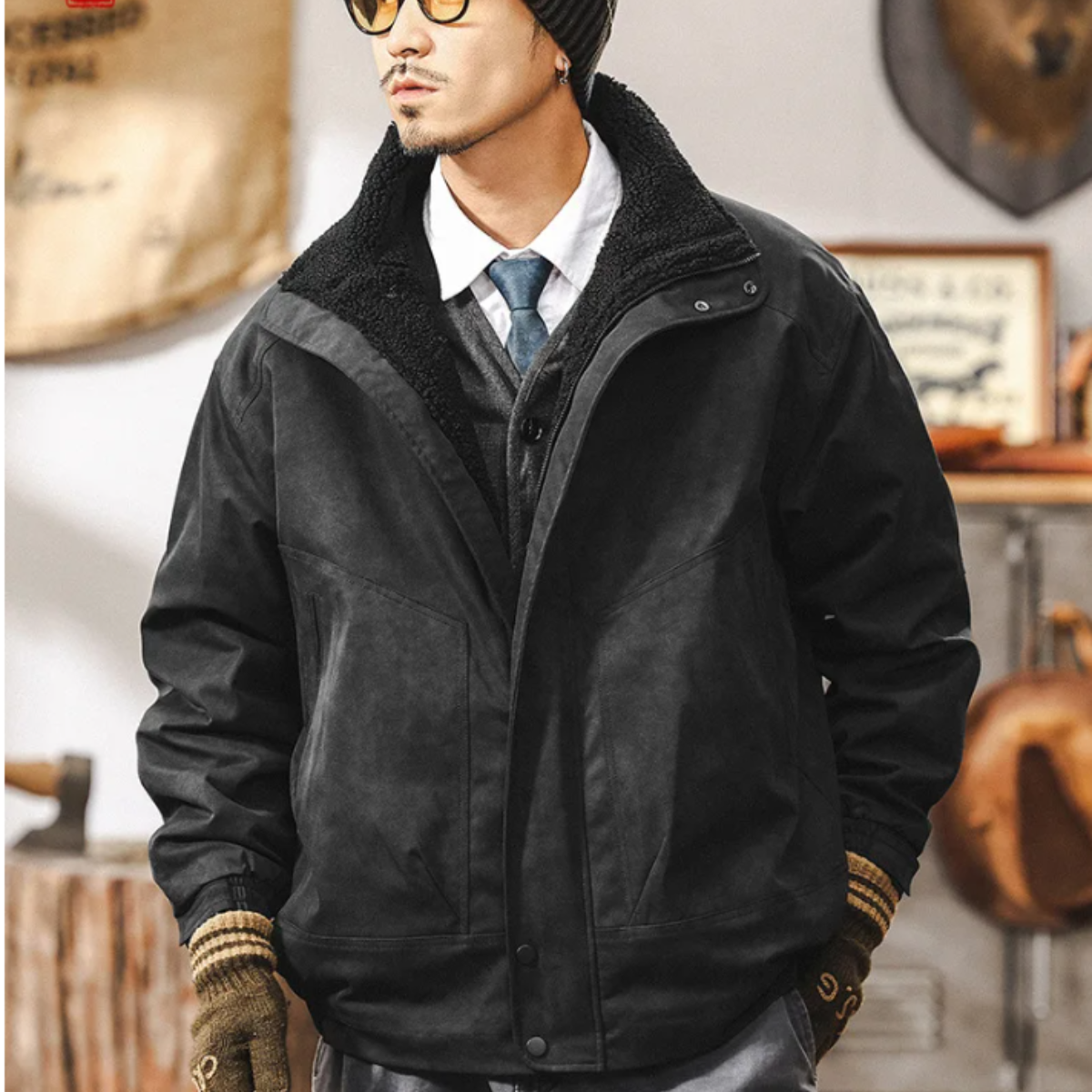 The Hampton Men’s Suede Fleece Lined Bomber Jacket