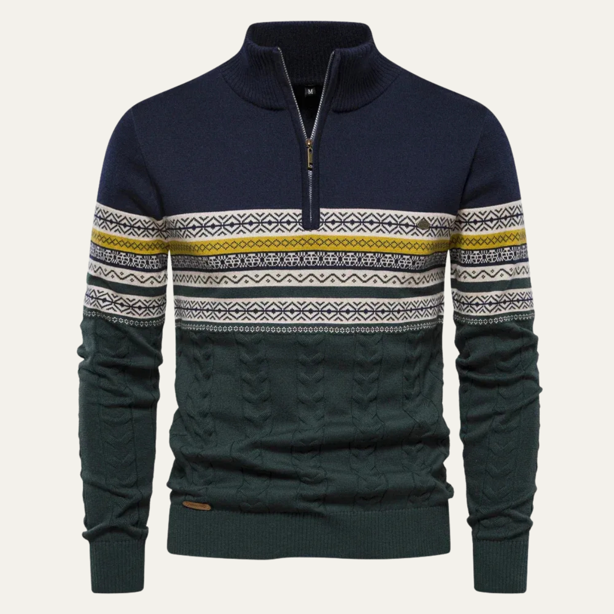 The Chatsworth Men's Quarter Zip Cotton Jumper – Fair Isle Knit