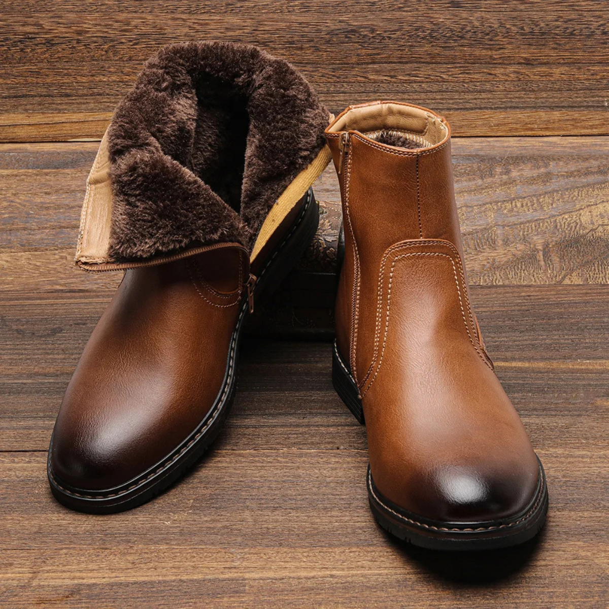 The Catanzaro Men’s Warm Fur Line Winter Leather Ankle Boots