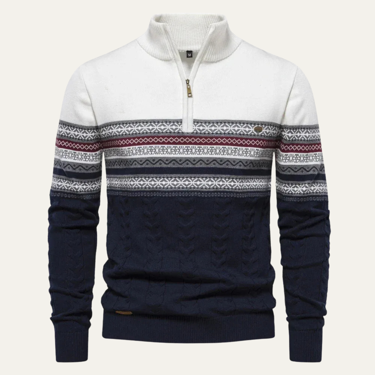 The Chatsworth Men's Quarter Zip Cotton Jumper – Fair Isle Knit