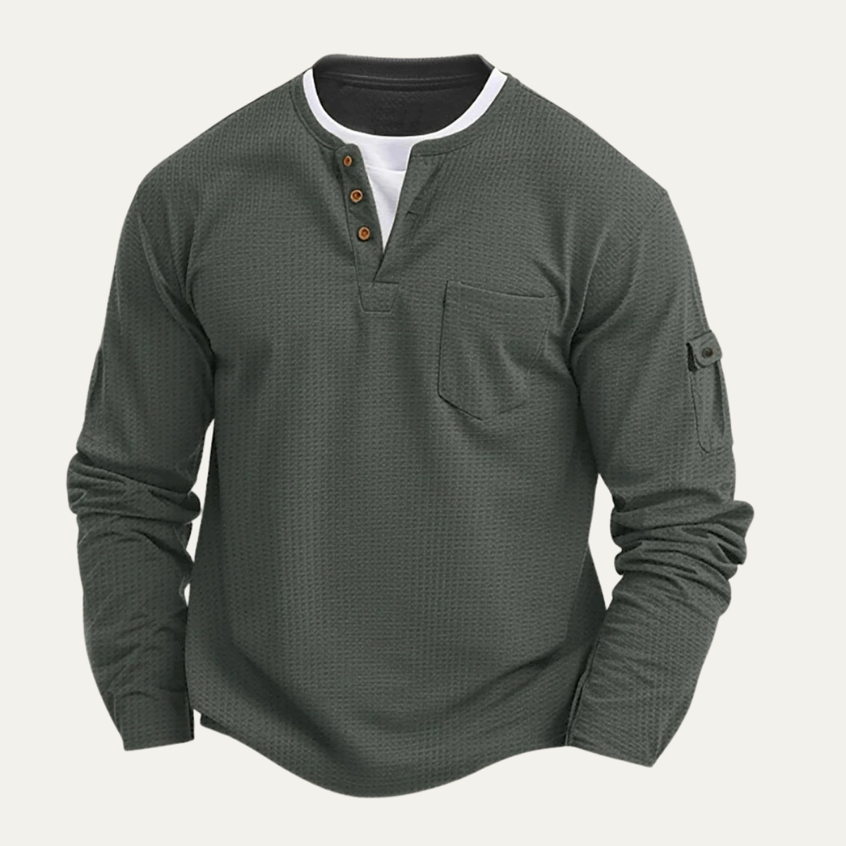 The Maremma Men’s Casual Henley Waffle Knit Jumper