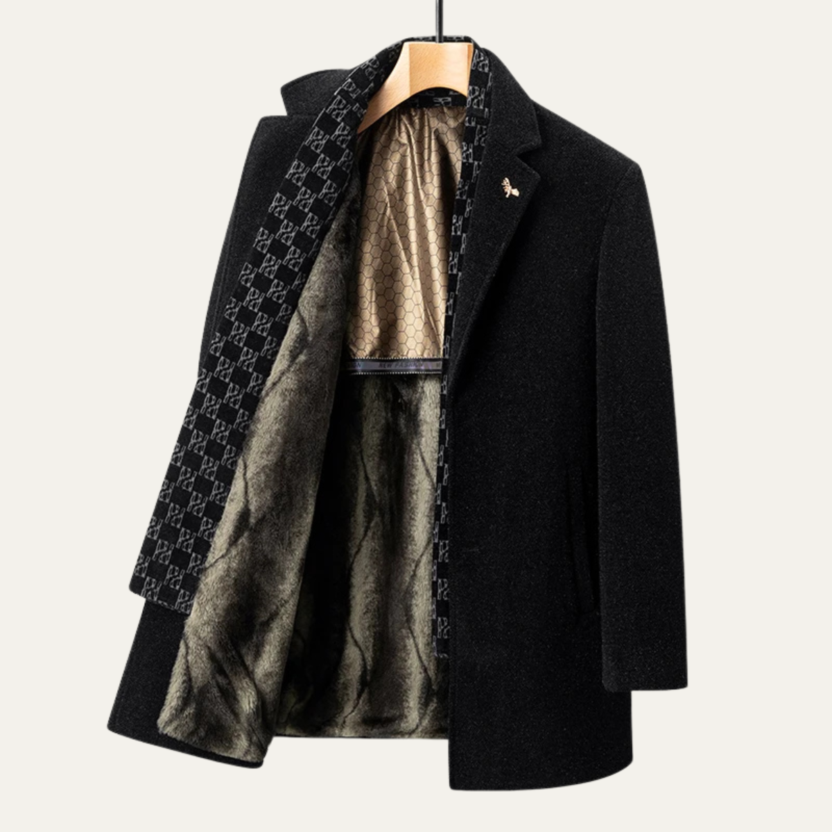 The Brighton Men's Warm Fur Lined Winter Coat with Scarf
