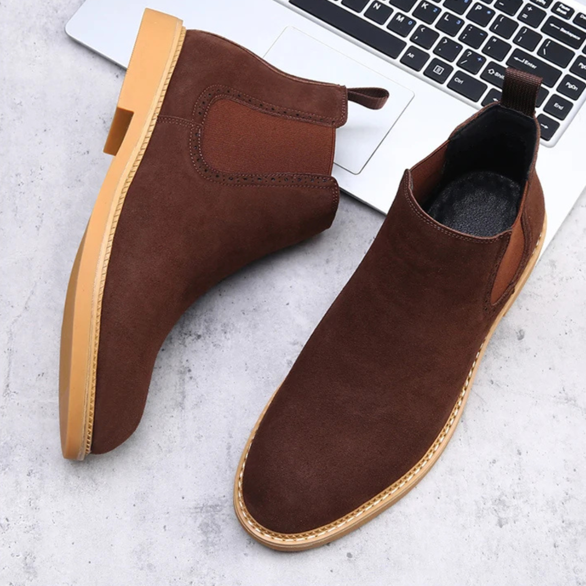 The Carpentras Men’s Casual Slip On Suede Chelsea Dress Boots