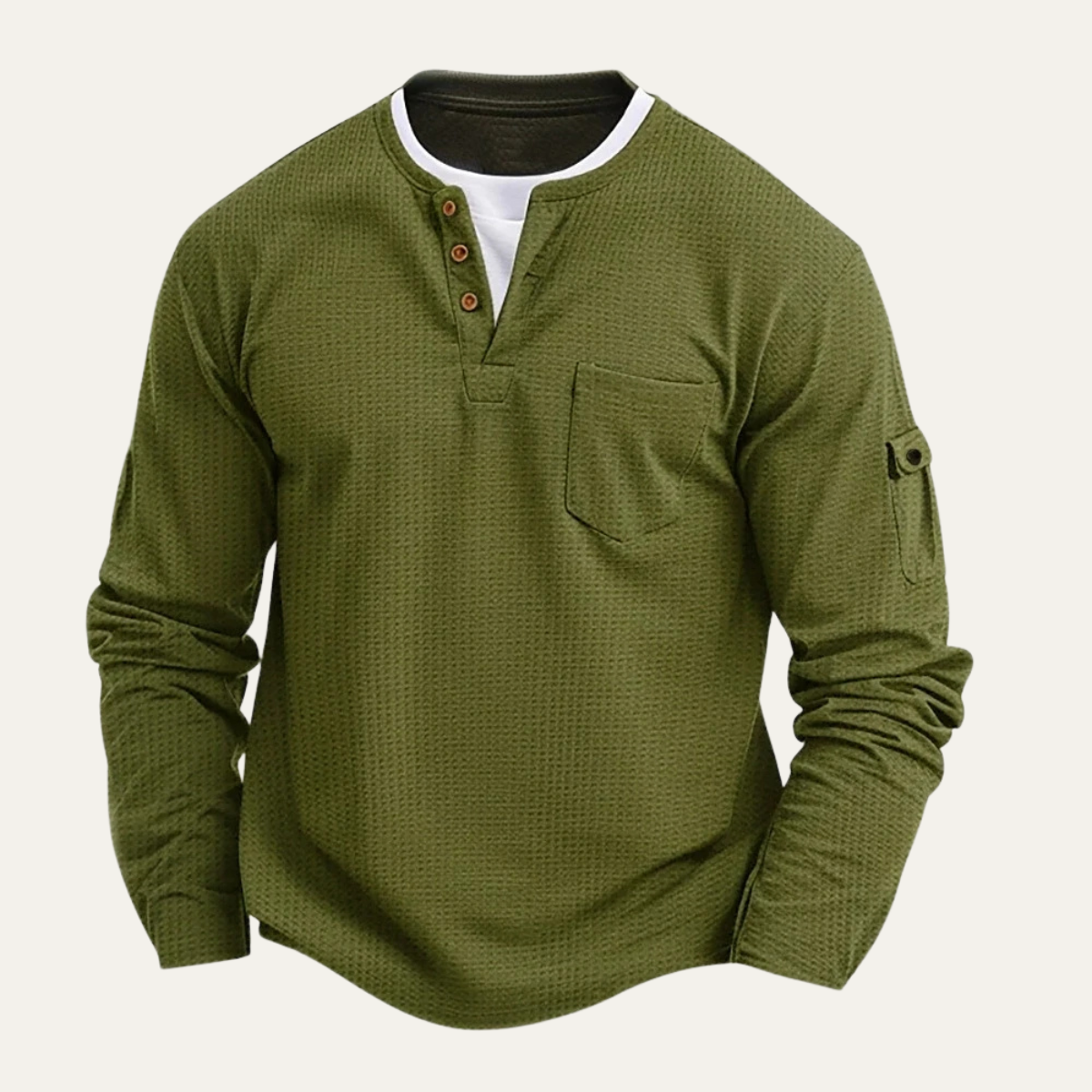 The Maremma Men’s Casual Henley Waffle Knit Jumper