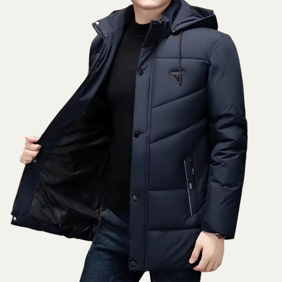 The Helsinki Men’s Hooded Puffer Parka – Long, Waterproof, Padded, Multi-Pocket