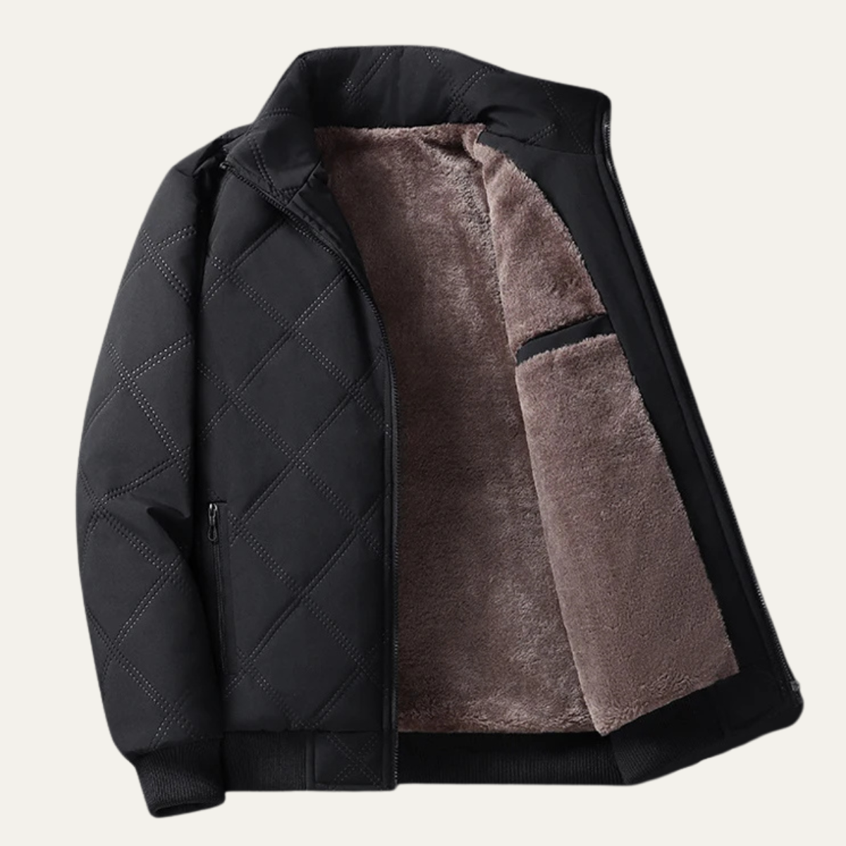 The Barbaresco Men’s Padded Zip Up Winter Quilted Fleece Jacket