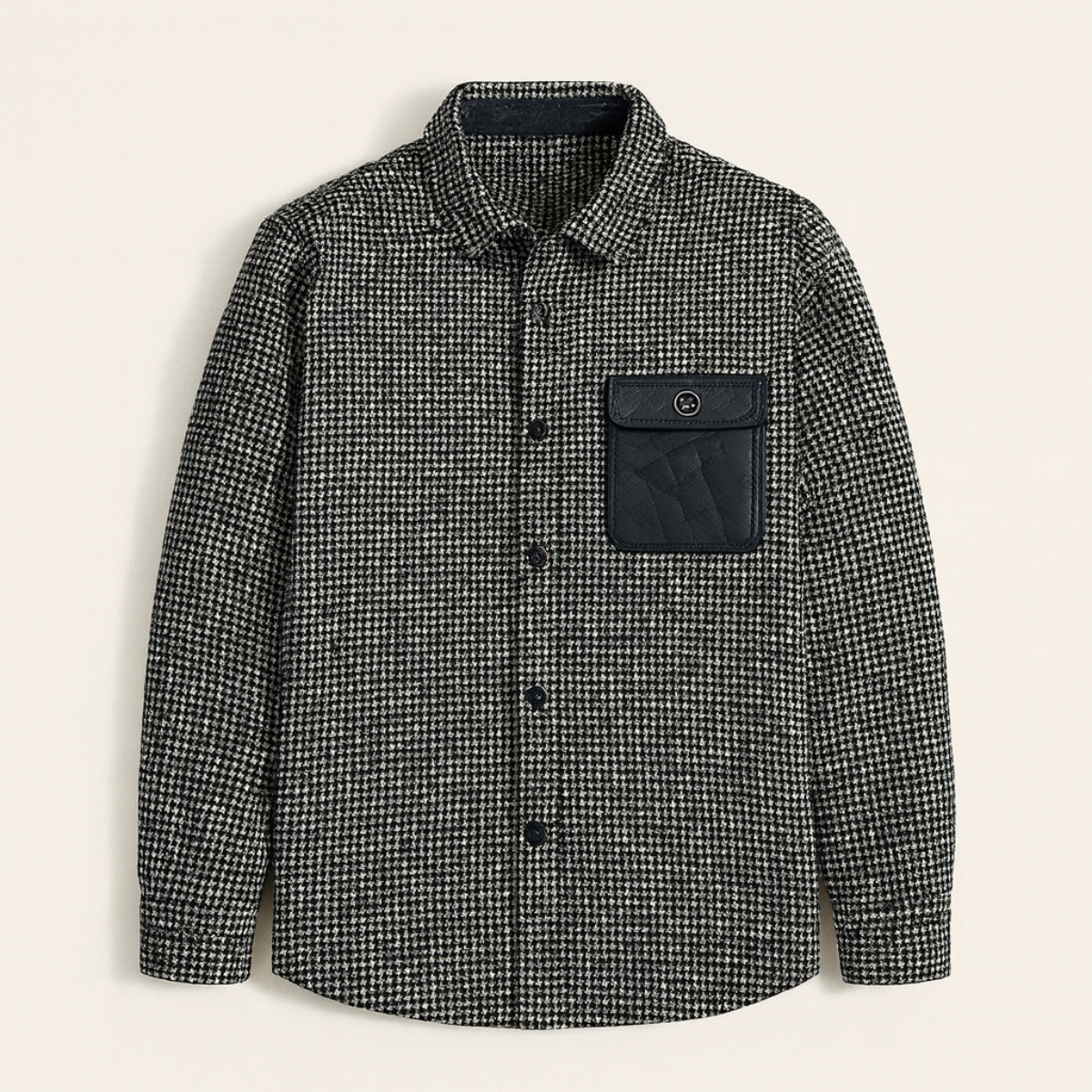 The Pied de Poule Vintage Houndstooth Jacket – Luxury Black Winter Overshirt for Men