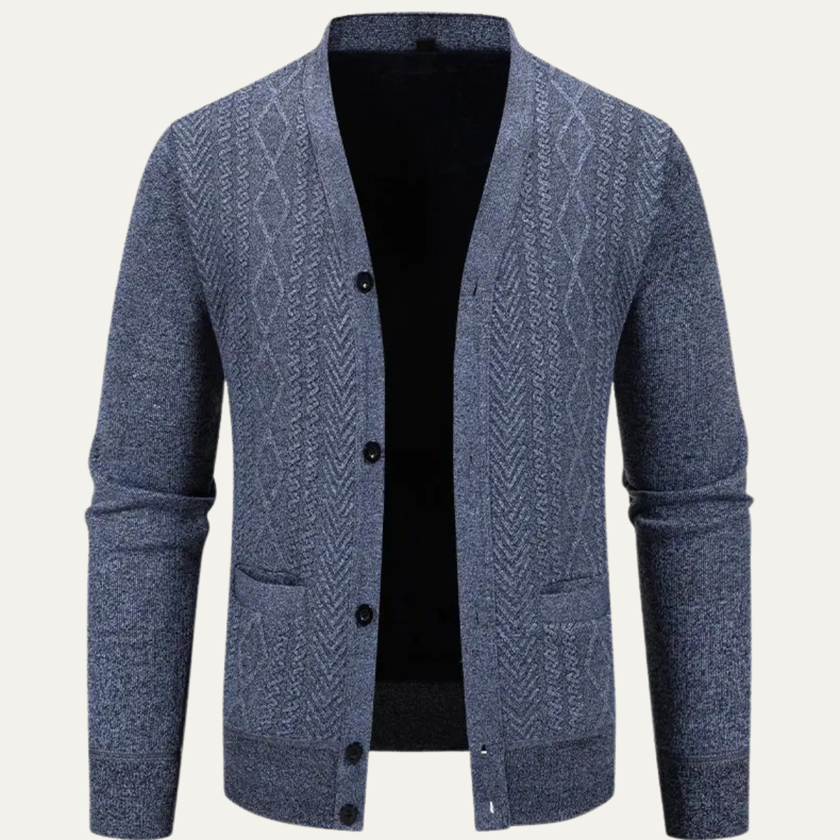 The Llangollen Men's Button Up Casual Knit Cardigan with Pockets