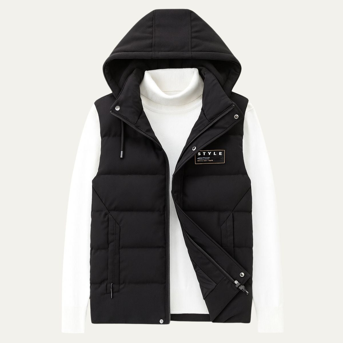 The Paris Quilted Modern Hooded Vest - Zip Front