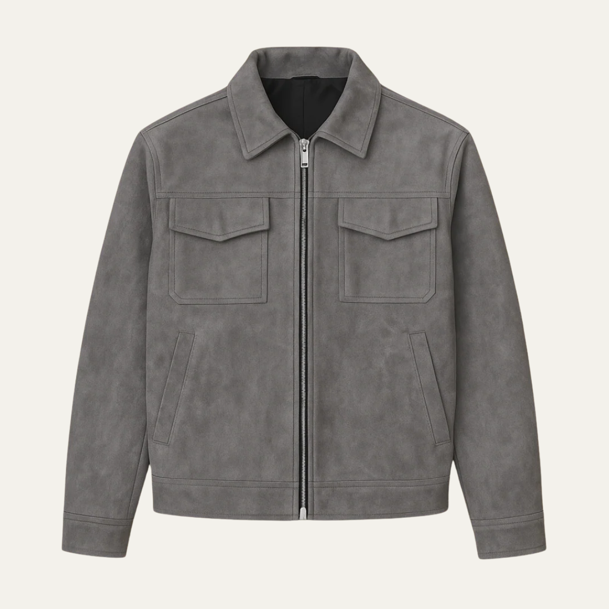 The Monte Carlo Men’s Grey Suede Jacket – Minimalist Luxury Winter Overshirt