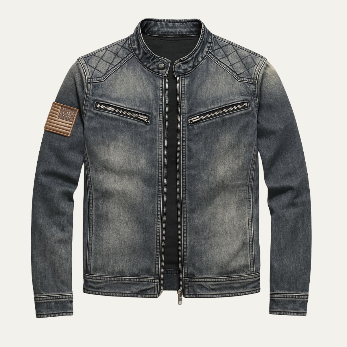 The London Slim Fit Denim Jacket for Men - Zip Collar