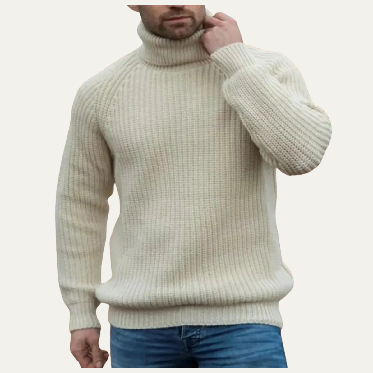 The Dundee Men's Chunky Wool Turtleneck Sweater - Warm Fisherman Knit Jumper