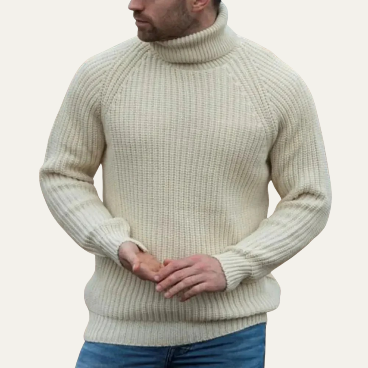 The Dundee Men's Chunky Wool Turtleneck Sweater - Warm Fisherman Knit Jumper
