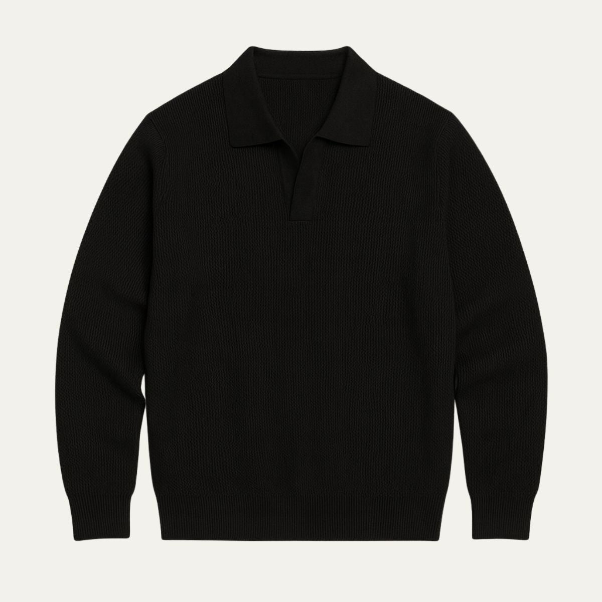 The Portofino Knitted Long Sleeve Polo Jumper for Men - Open Collar