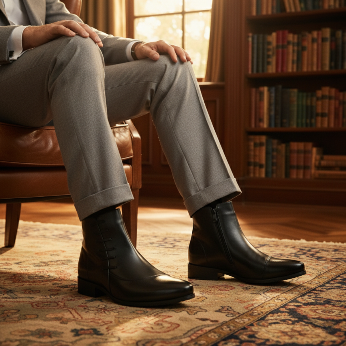 The Paisley Men's Modern Polished Leather Lace Up Chelsea Boots