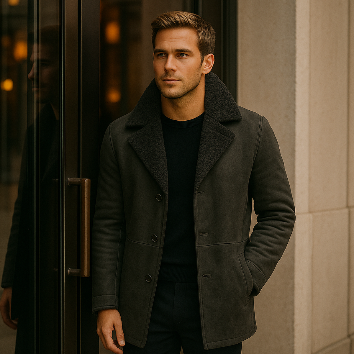 The Aspen Shearling Coat – Men’s Classic Winter Overcoat