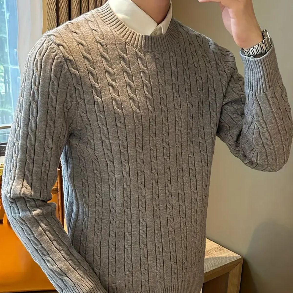 The Versailles Cashmere Merino Wool Knit Jumper for Men - Grey
