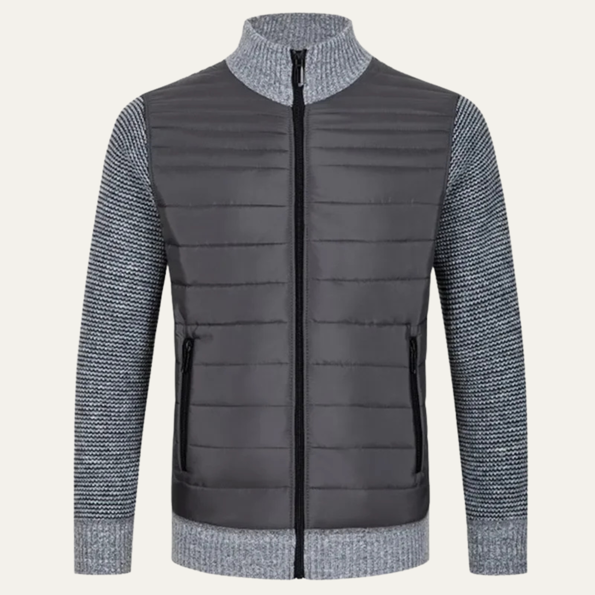 The Aberdeen Men's Quilted Knit Padded Zip Up Cardigan