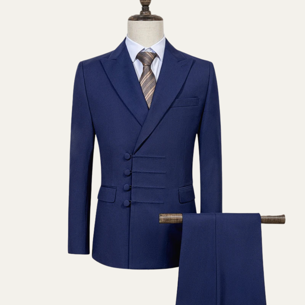 The Peschiera Men's Elegant 2 Piece Slim Fit Suit – Beige Formal Blazer & Trousers Set