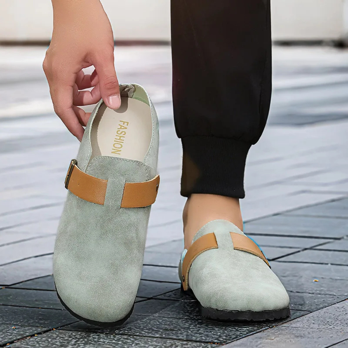 The Leicester Men's Suede Slip On Buckle Moccasin Slipper