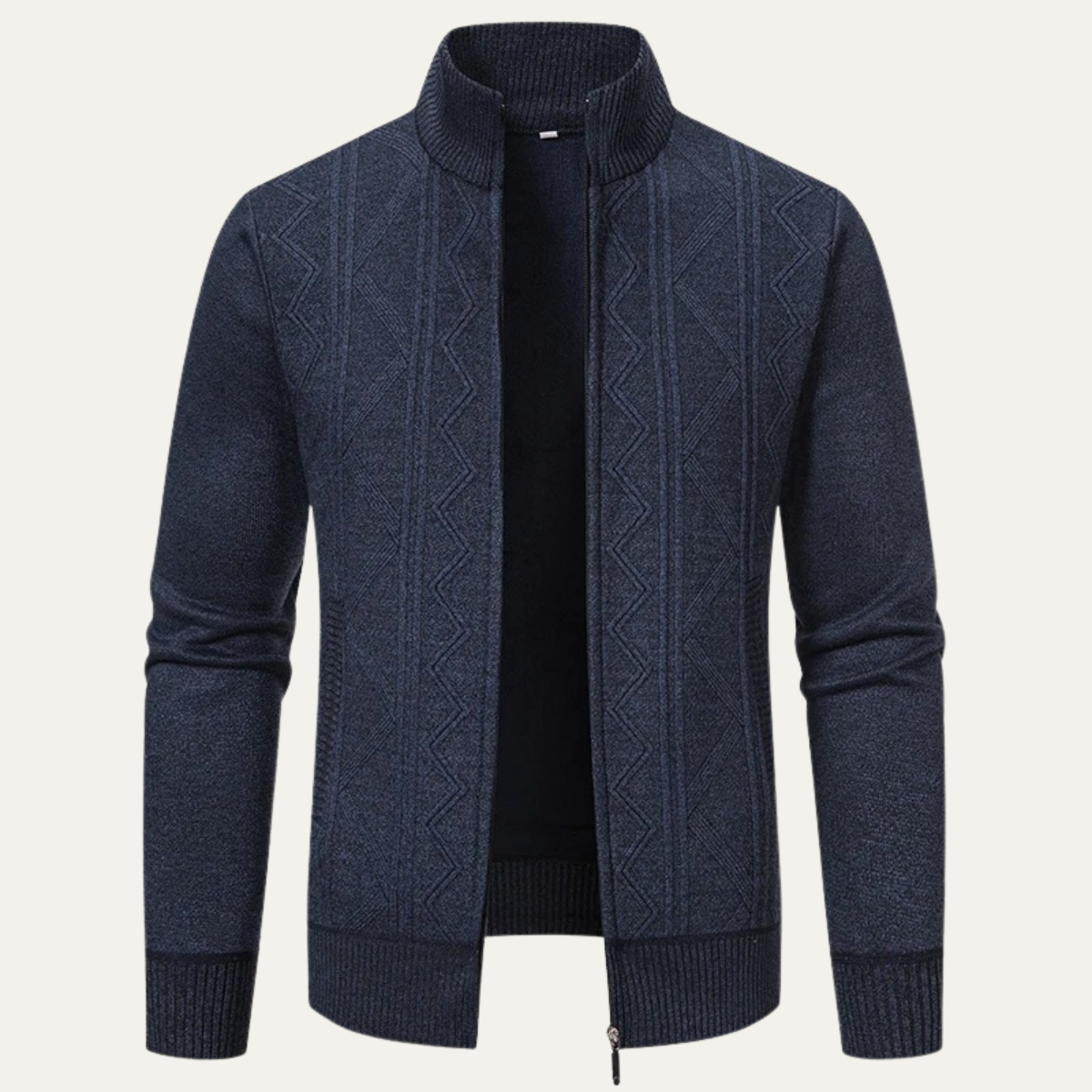 The Chianti Men’s High Neck Winter Zip Up Knit Cardigan