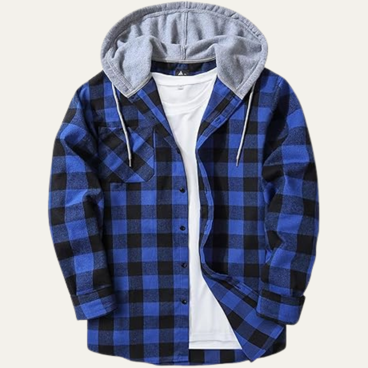 The Amalfi Men’s Hooded Plaid Button Down with Pocket Flannel Jacket