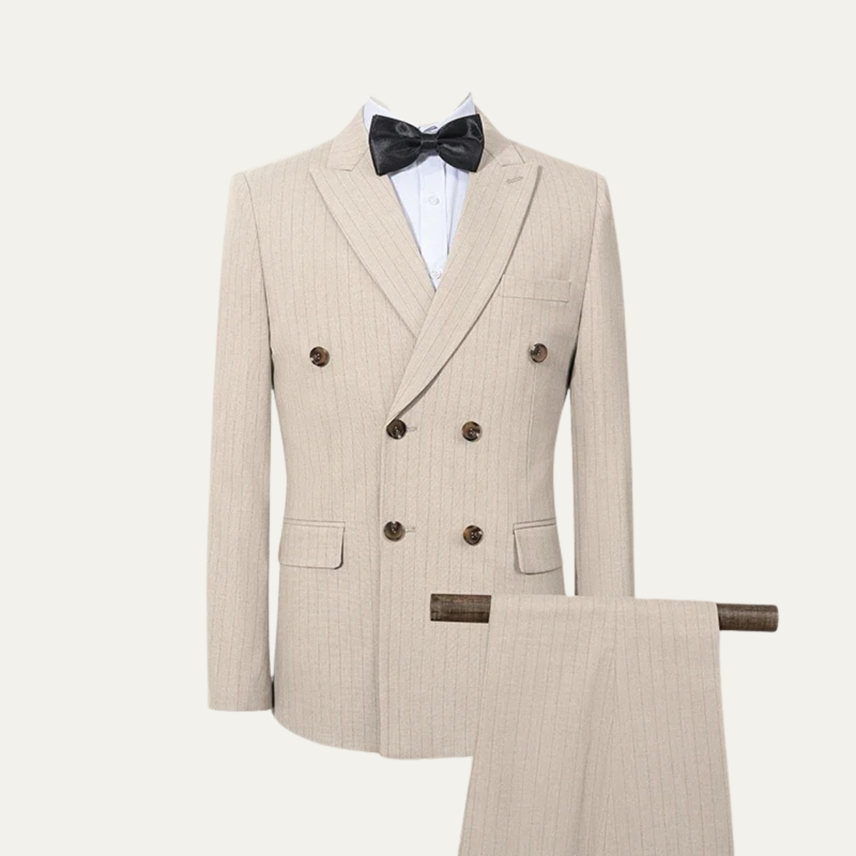 The Torbole Men’s Pinstripe Double Breasted Suit – 2 Piece Slim Fit Blazer & Trousers