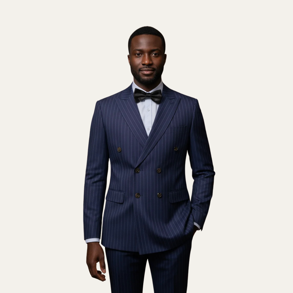 The Torbole Men’s Pinstripe Double Breasted Suit – 2 Piece Slim Fit Blazer & Trousers