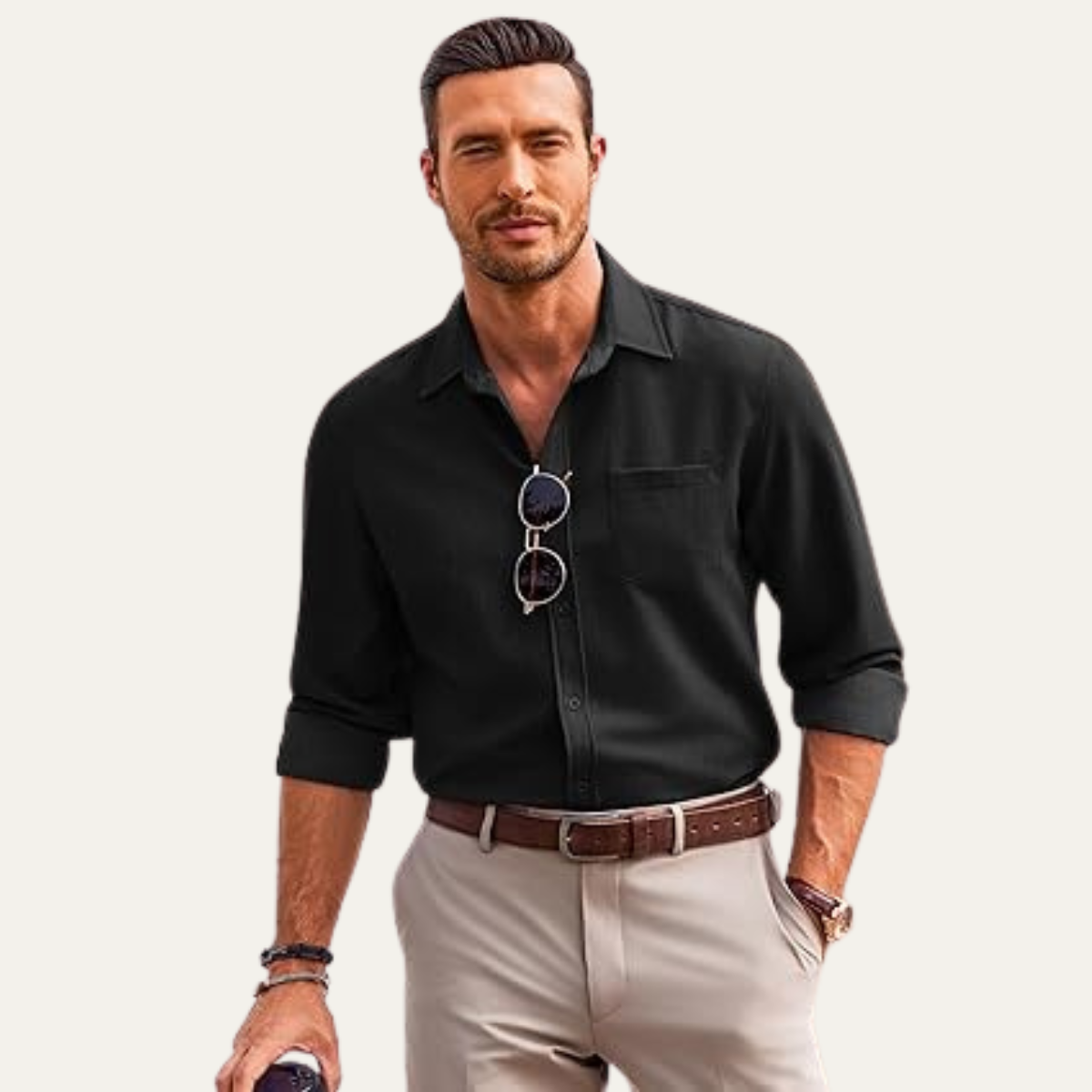 The Positano Men’s Casual Lightweight Cotton Blend Button Down Shirt