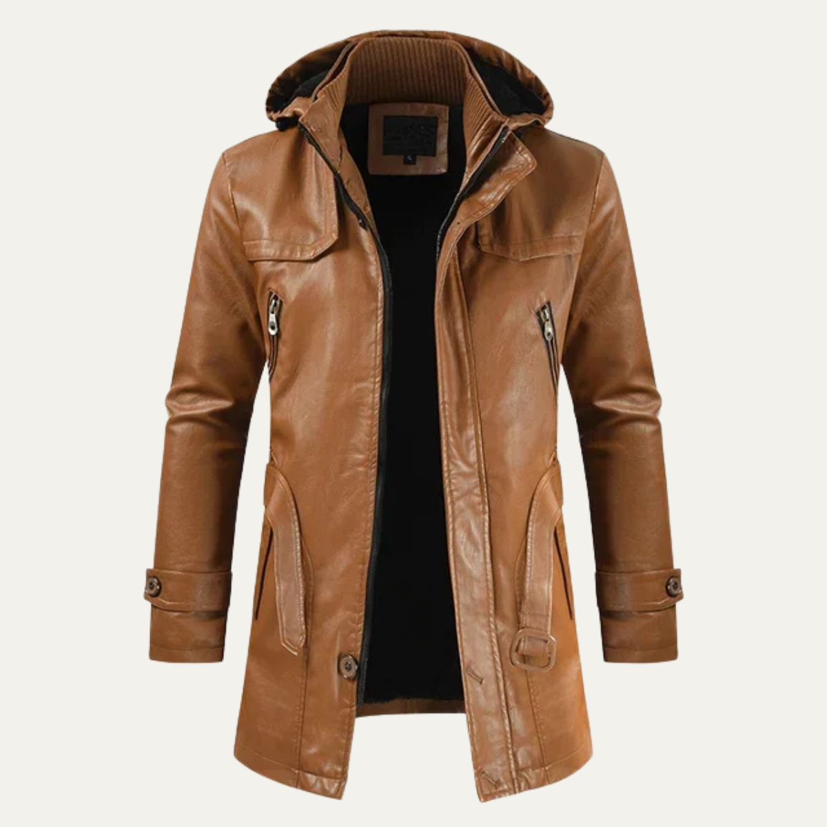The Linlithgow Men's Retro Hooded Leather Biker Jacket