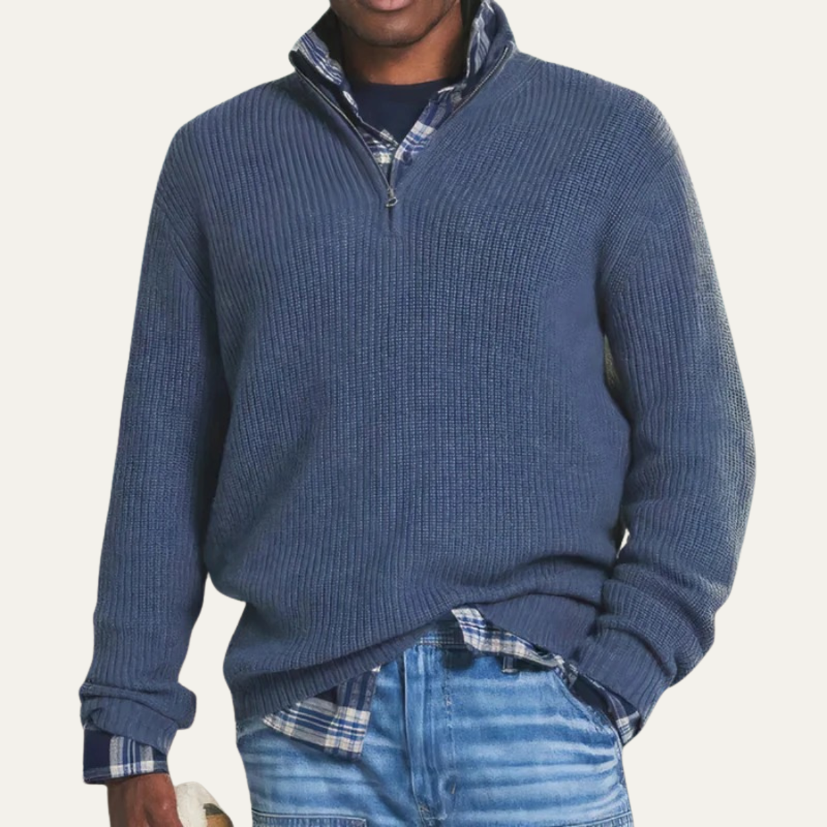 The Brighton Men's Merino Wool Jumper - Half Zip Knitted Pullover