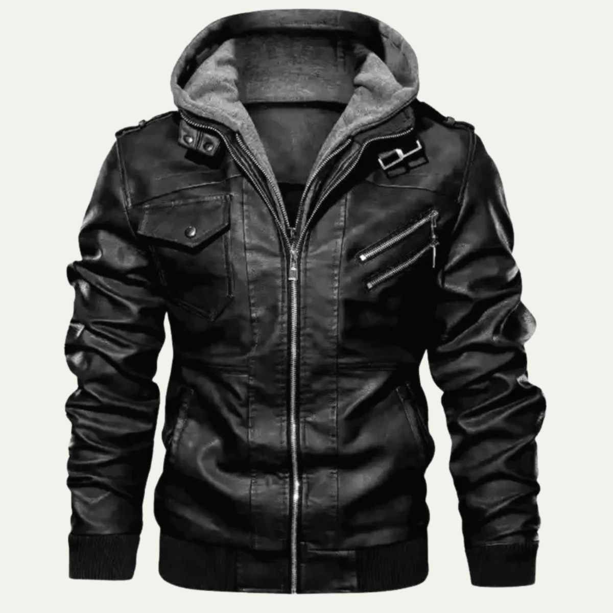 The Chelsea Men’s Vintage Biker Leather Hooded Jacket