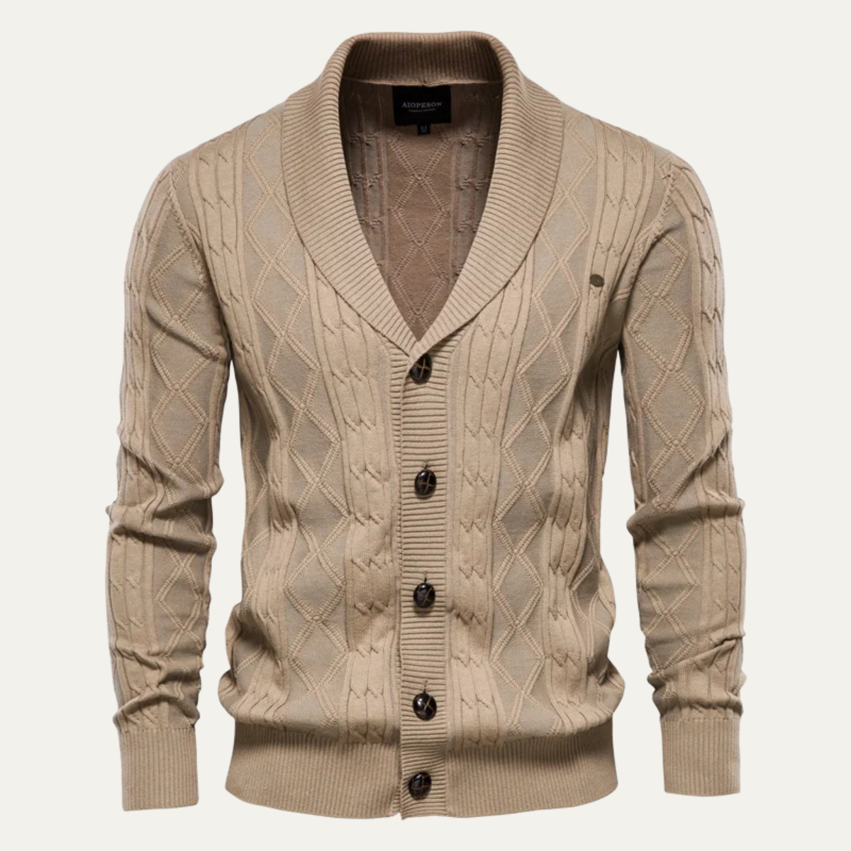 The Brecon Men's Cable Knit Button Front Cardigan