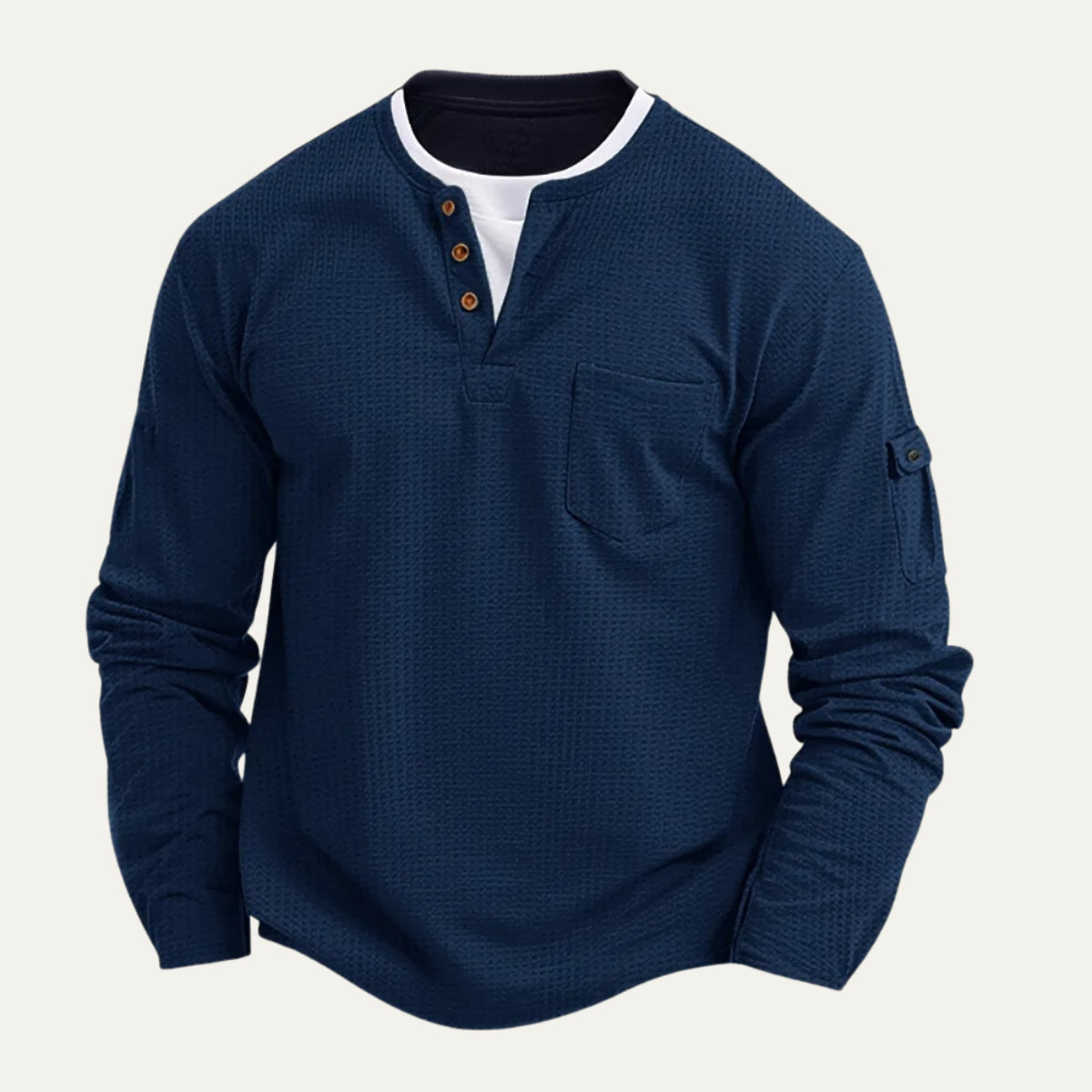 The Otranto Men’s Casual Waffle Knit Henley Shirt