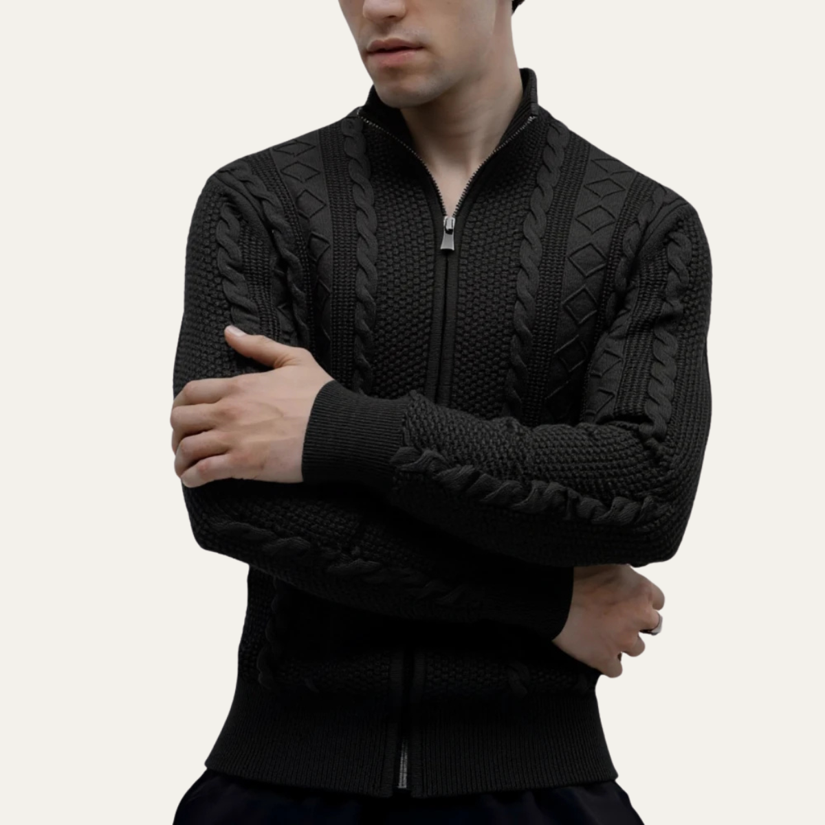 The Flintshire Men's Stylish Full Zip Warm Knitted Jacket