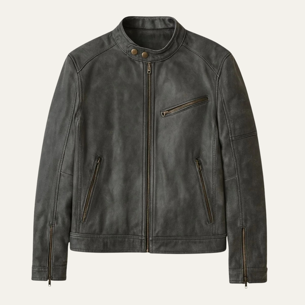 The Malmesbury Men's Classic Leather Biker Jacket