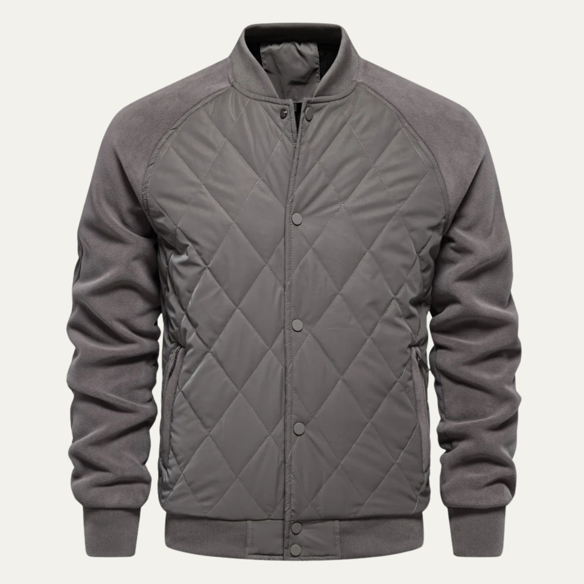 The Aberdeen Men’s Warm Casual Quilted Bomber Jacket with Ribbed Cuffs
