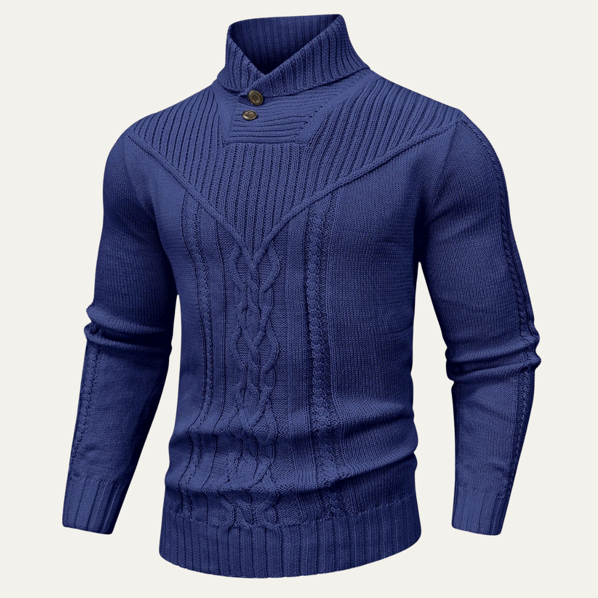The Stockbridge Men’s Ribbed Knit Button Neck Winter Jumper