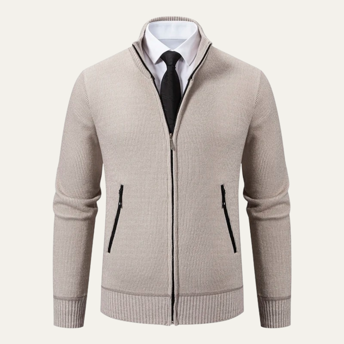 The Inverness Men's Elegant Fleece Knit Zip Cardigan with Pockets