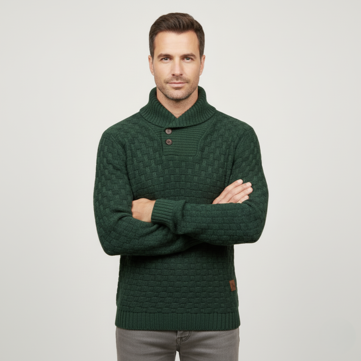 The Brighton Men’s Chunky Knit Jumper with Buttons