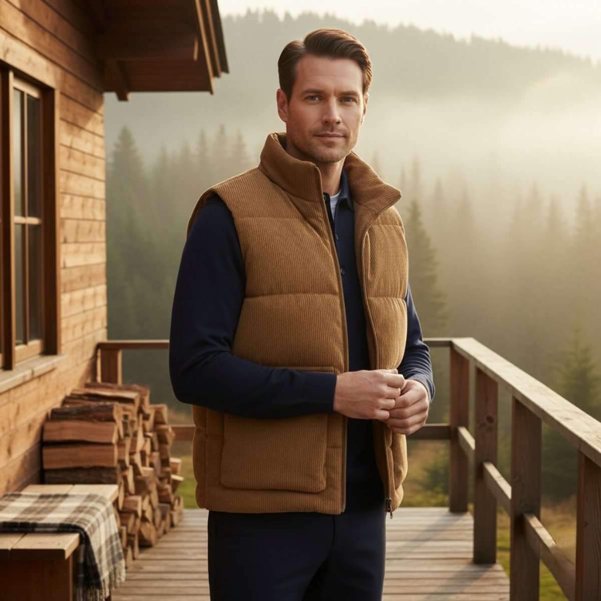 The Penzance Men's Corduroy Lighweight Quilted Gilet